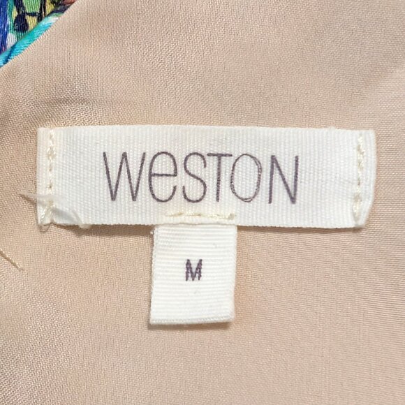 Weston Anthropologie Womens Size M Colorful Cityscapes Sleeveless Peplum Top - Picture 8 of 9